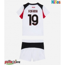 Camiseta AC Milan Youssouf Fofana #19 Visitante Equipación para niños 2025-26 manga corta (+ pantalones cortos)